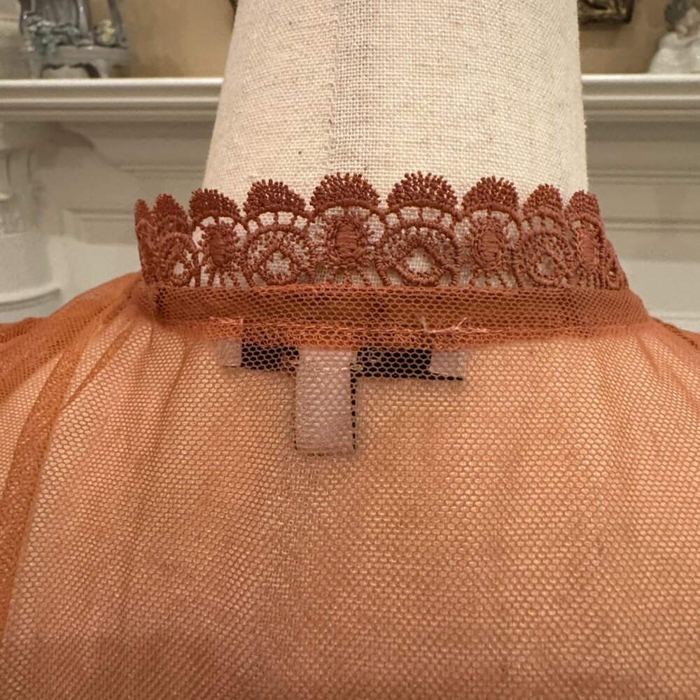 Blashe Burnt Orange Lace Mesh Kimono Duster – Size Large - Picture 9 of 10